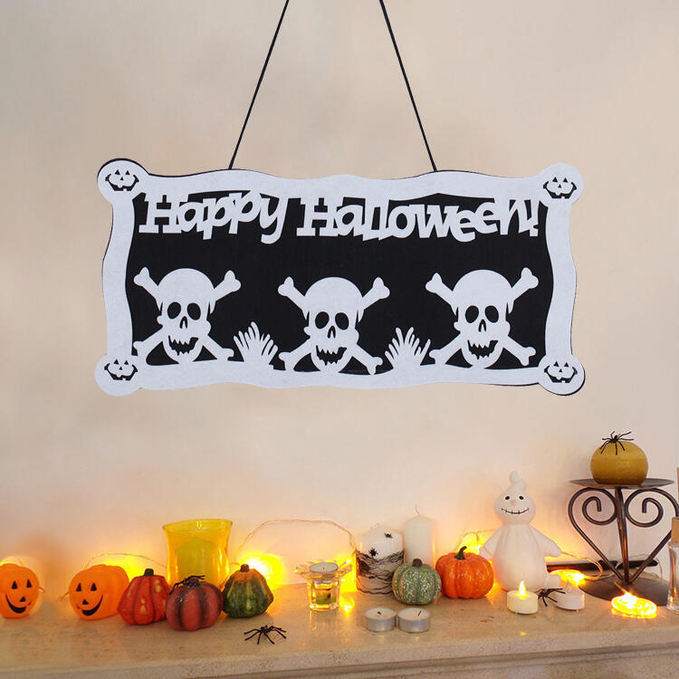 

Halloween Pumpkin Skull Spider Door Hanging Decoration, Black;white;orange, 484107