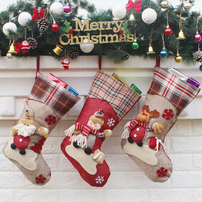 

Christmas Decoration 1 Piece Christmas Santa Claus Snowman Reindeer Sock Gift Holder in Pattern1. Size