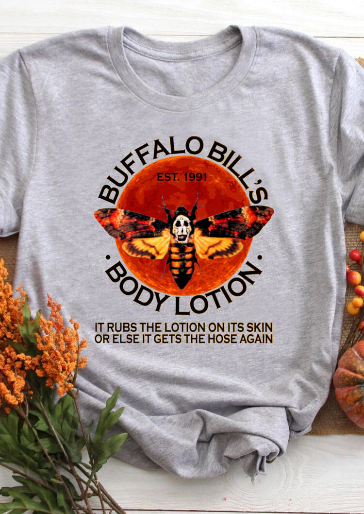 

Halloween Skull Bee Letter Graphic T-Shirt Tee - Gray, 484338