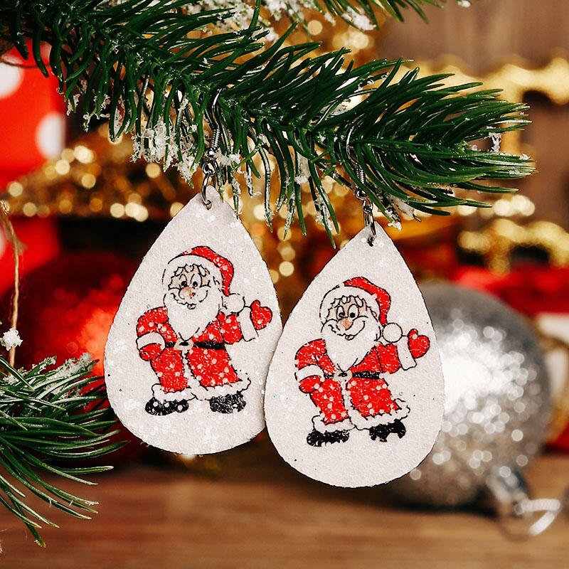 

Earrings Christmas Santa Claus Snowflake Water Drop Earrings in Red. Size