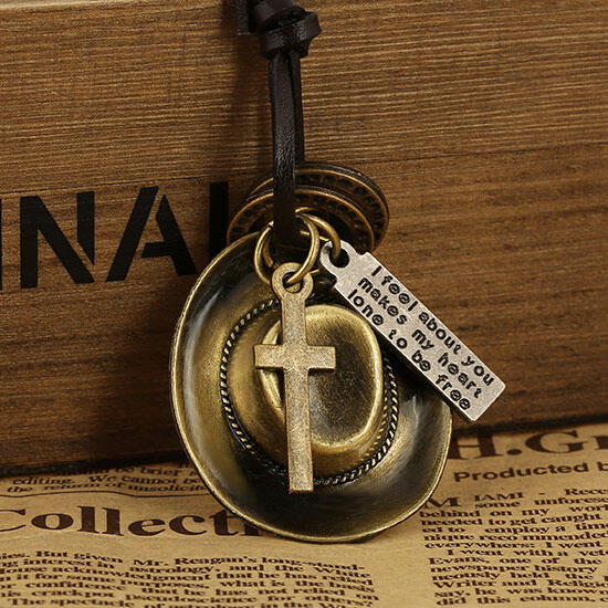 

Vintage Cowboy Hat Cross Pendant Neckalce, Gold;silver, 484471