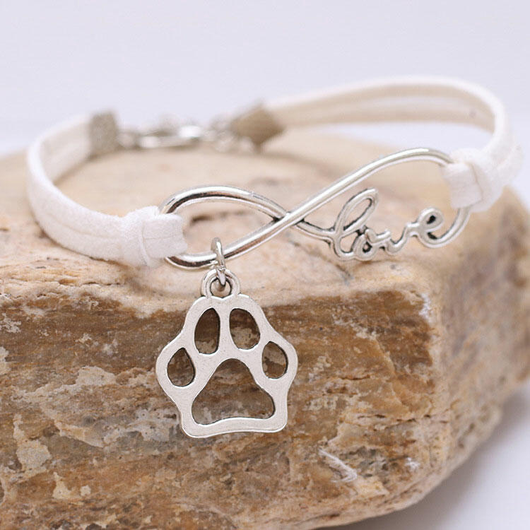 

Hollow Out Paw Pendant Love Rope Bracelet, Brown;white, 484474