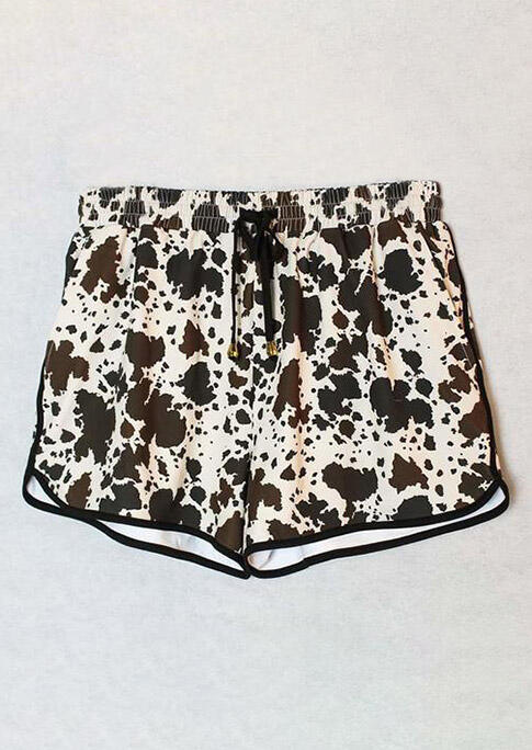 

Cow Leopard Pocket Drawstring Shorts - Apricot, 484565