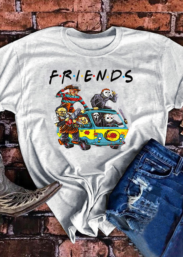 

Halloween Friends O-Neck T-Shirt Tee - Light Grey, 484589