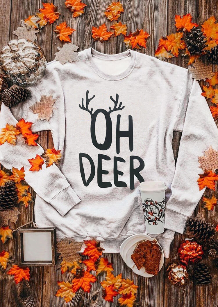 

Christmas Oh Deer O-Neck Sweatshirt - Gray, 484294