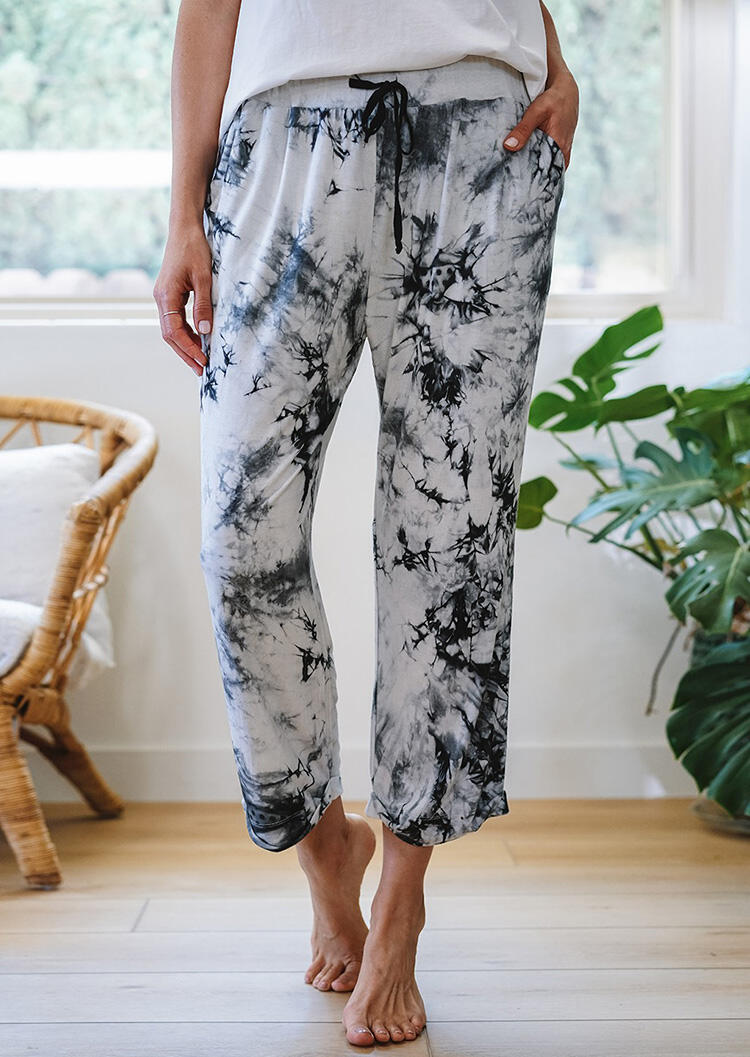 

Tie Dye Pocket Drawstring Casual Pants, Multicolor, 484296