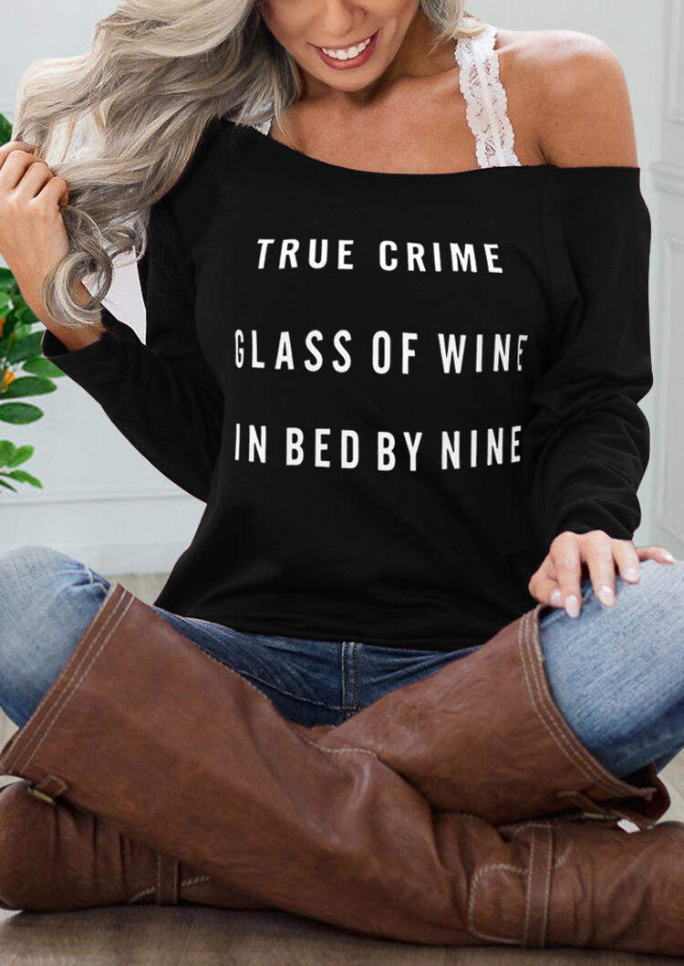 

Glass Of Wine In Bed By Nine Raglan Sleeve Sweatshirt - Black, 484363