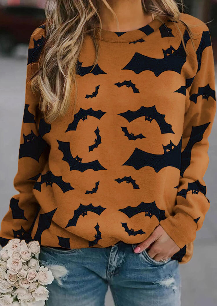 

Halloween Bat O-Neck Long Sleeve Pullover Sweatshirt - Yellow, 484417