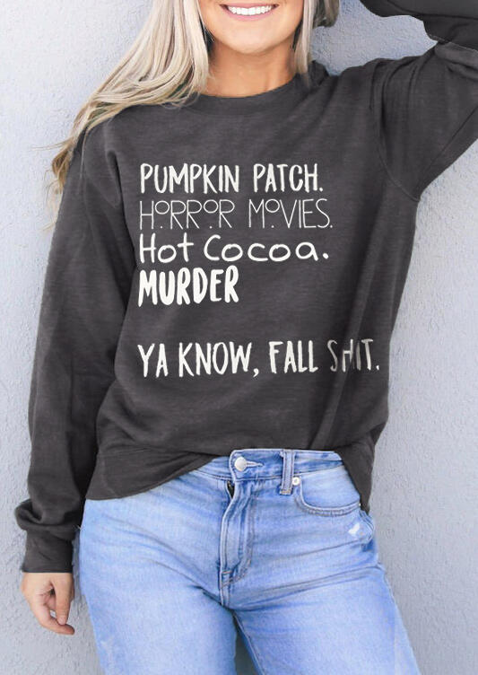 

Sweatshirts Pumpkin Patch Horror Movie Hot Cocoa Sweatshirt in Dark Grey. Size