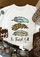 Leopard Be Thankful Y'all Feather T-Shirt