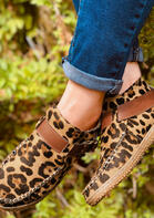 Leopard Buckle Strap Hand Stitched Round Toe Sneakers