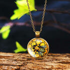 Vintage Bee Gemstone Pendant Necklace
