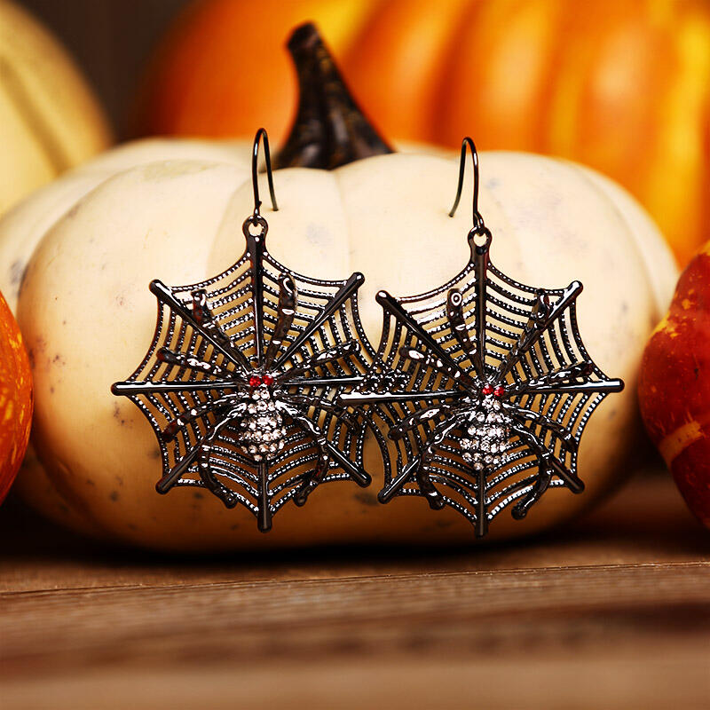 

Halloween Spider Hollow Out Alloy Earrings, Black, 484462