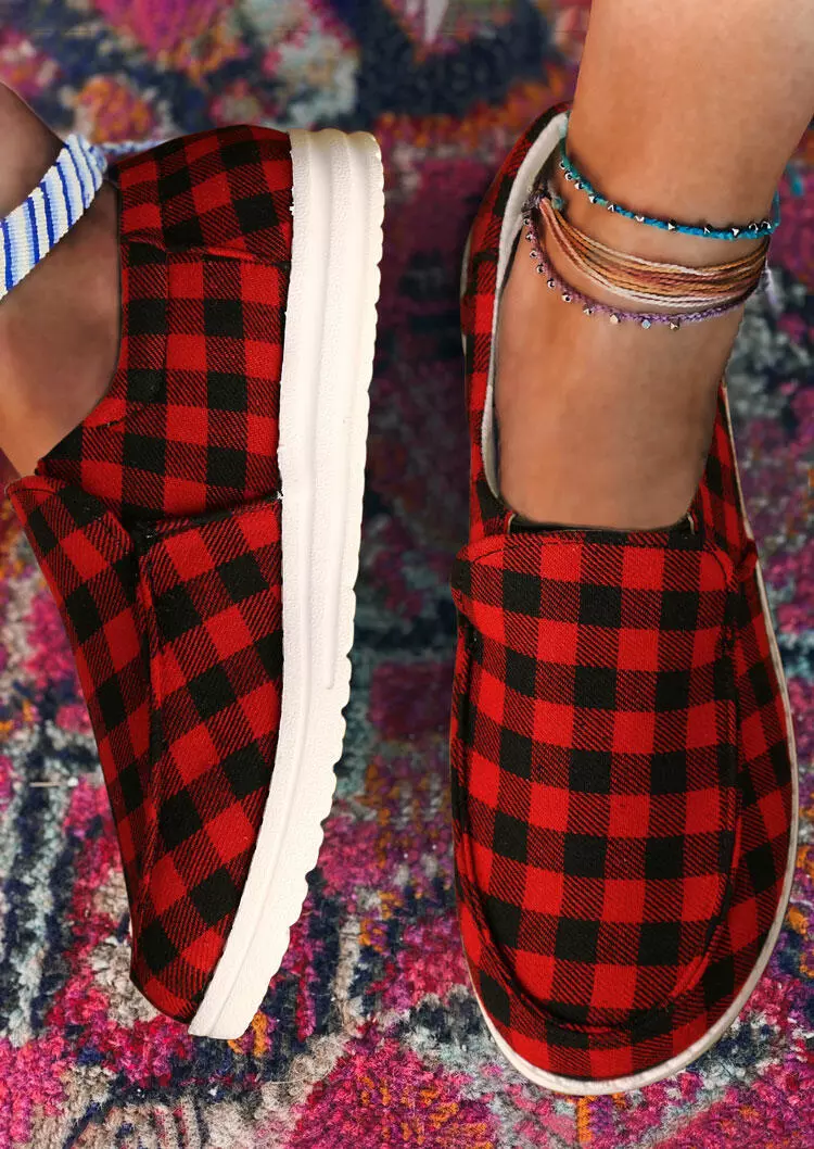 red buffalo plaid sneakers