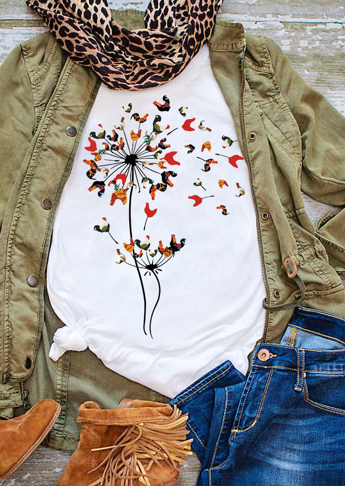 

Thanksgiving Funny Turkey Dandelion T-Shirt Tee - White, 484671
