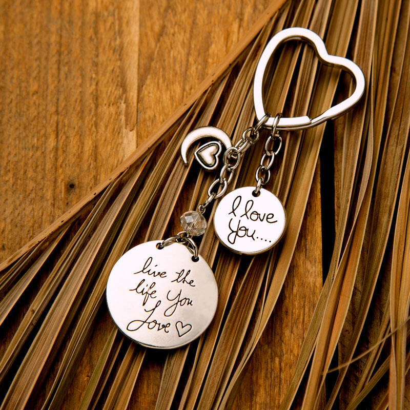 

Decoration I Love You Moon Pendant Heart-Shaped Keychain in Silver. Size