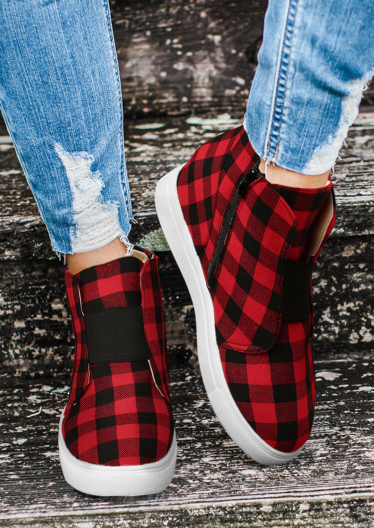buffalo plaid high heels