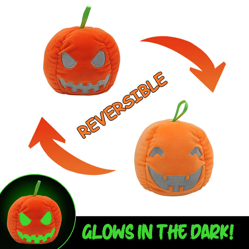 

Halloween Pumpkin Face Ghost Reversible Cute Plush Toy, Black;orange, 484937