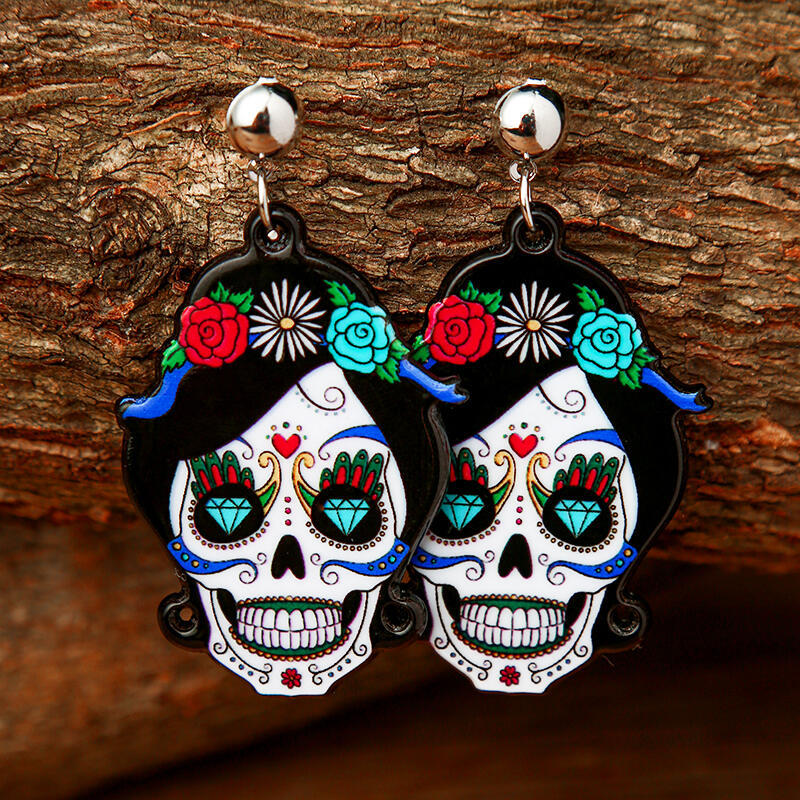

Halloween Skull Ghost Acrylic Pendant Earrings, Pattern1;pattern2, 484961