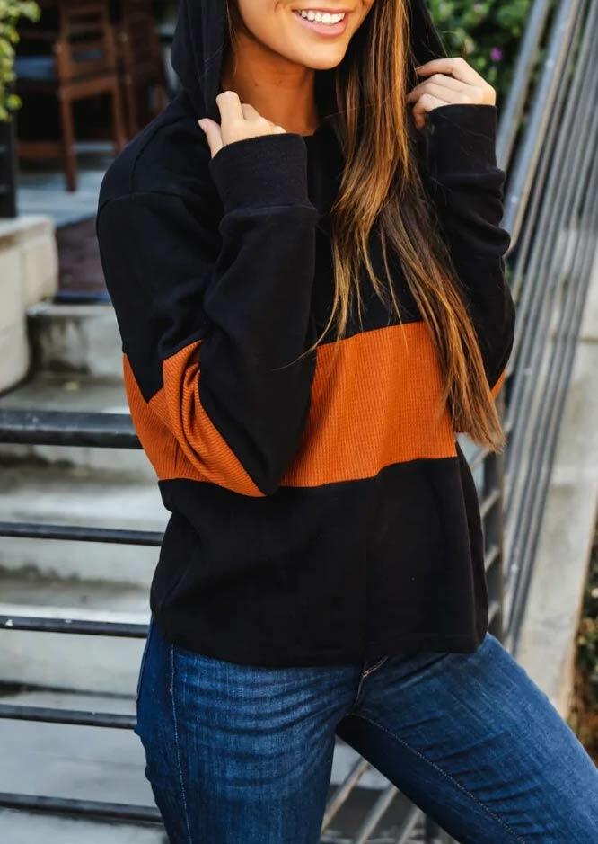 

Hoodies Color Block Splicing Drawstring Pullover Hoodie in Multicolor. Size: ,M,L