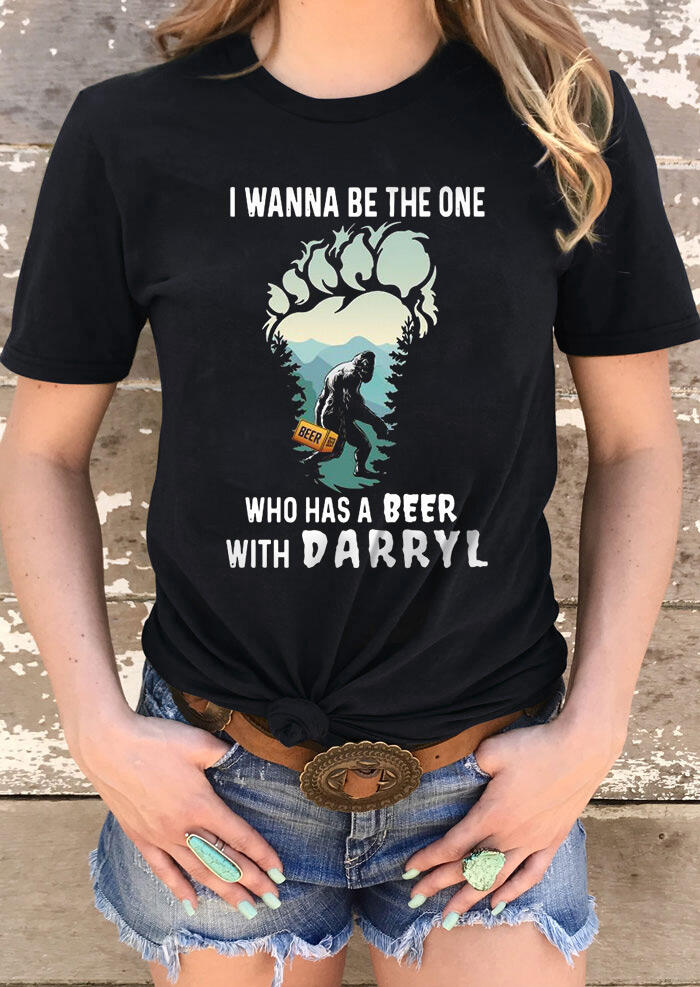 

Bigfoot I Wanna Be The One Beer Letter Graphic T-Shirt Tee - Black, 485207