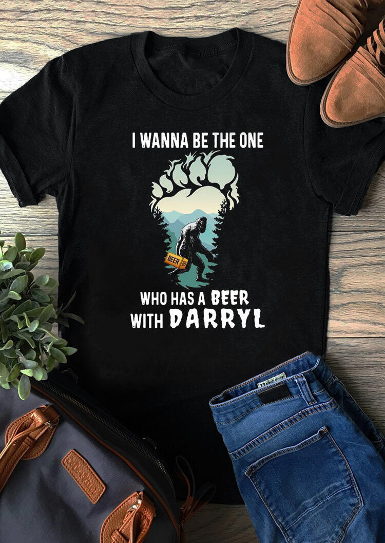 

Tees T-shirts Bigfoot I Wanna Be The One Beer Letter Graphic T-Shirt Tee in Black. Size: S,M,,XL