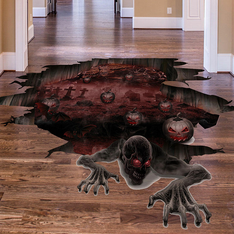

Halloween Horror Zombie Skull Pumpkin Floor Sticker, Coffee, 485235