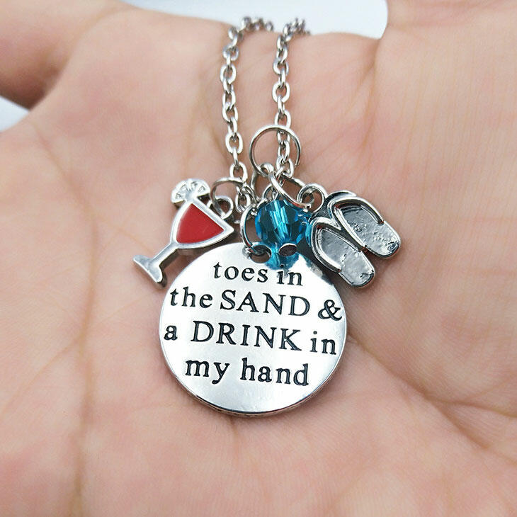 

Necklaces Wineglass Flip Flops Beading Pendant Necklace in Silver. Size