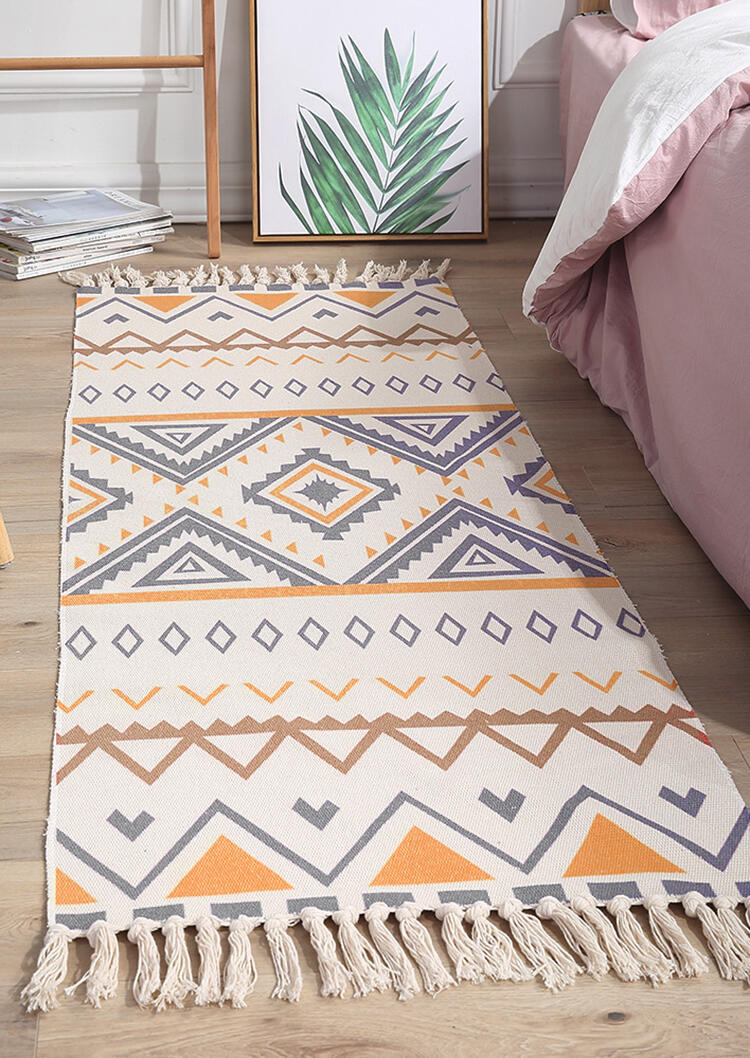 

Home Decor Tassel Geometric Splicing Ethnic Woven Carpet in Pattern2. Size