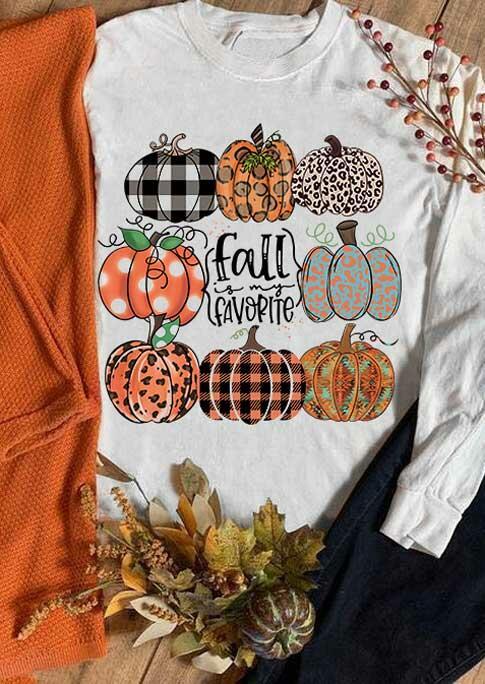 

Fall Plaid Leopard Polka Dot Pumpkin Sweatshirt - White, 485211