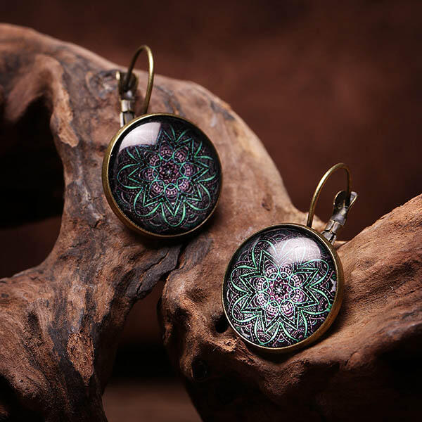 

Vintage Bohemian Mandala Flower Drop Earrings, Gold;silver, 485401