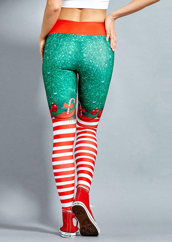 christmas striped leggings