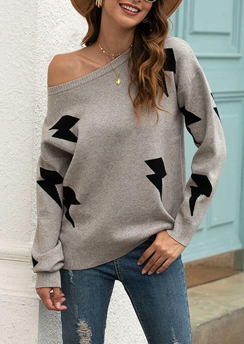 

Sweaters Lightning O-Neck Drop-Shoulder Sweater in Light Grey. Size