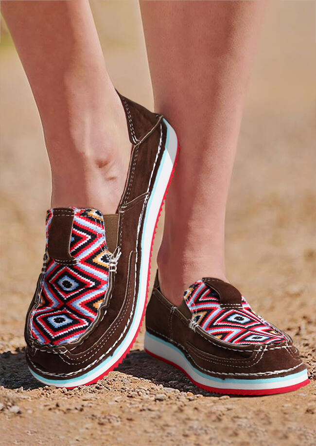 

Sneakers Aztec Geometric Slip On Flat Sneakers in Dark Brown. Size