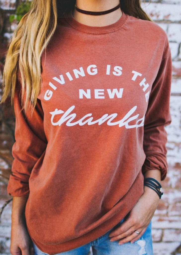 

Thanksgiving Giving Is The New Thanks T-Shirt Tee - Brick Red, 485683