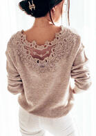 Lace Splicing Hollow Out Long Sleeve Sweater
