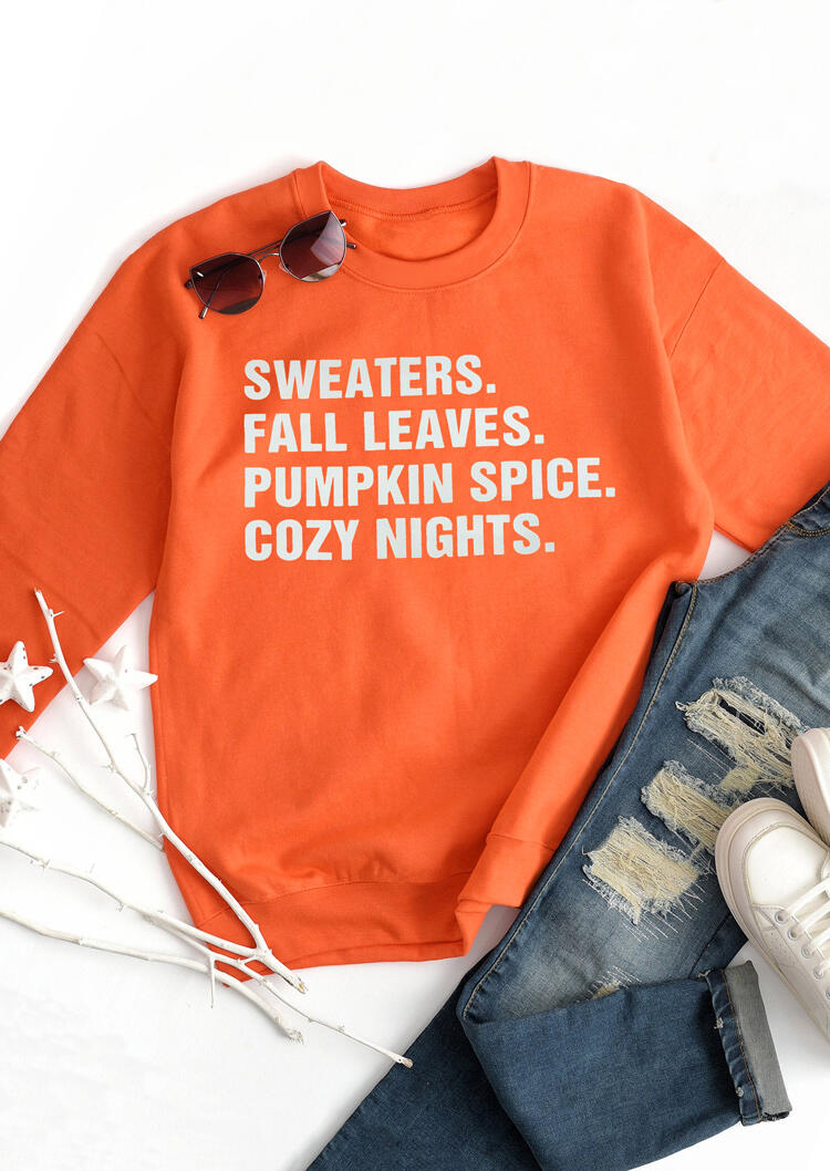 Fall Leaves Pumpkin Spice Pullover Sweatshirt - Orange