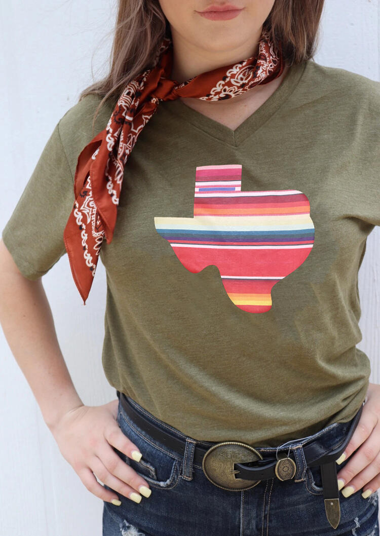 

T-shirts Tees Serape Striped Texas T-Shirt Tee without Scarf in Army Green. Size: ,M,L