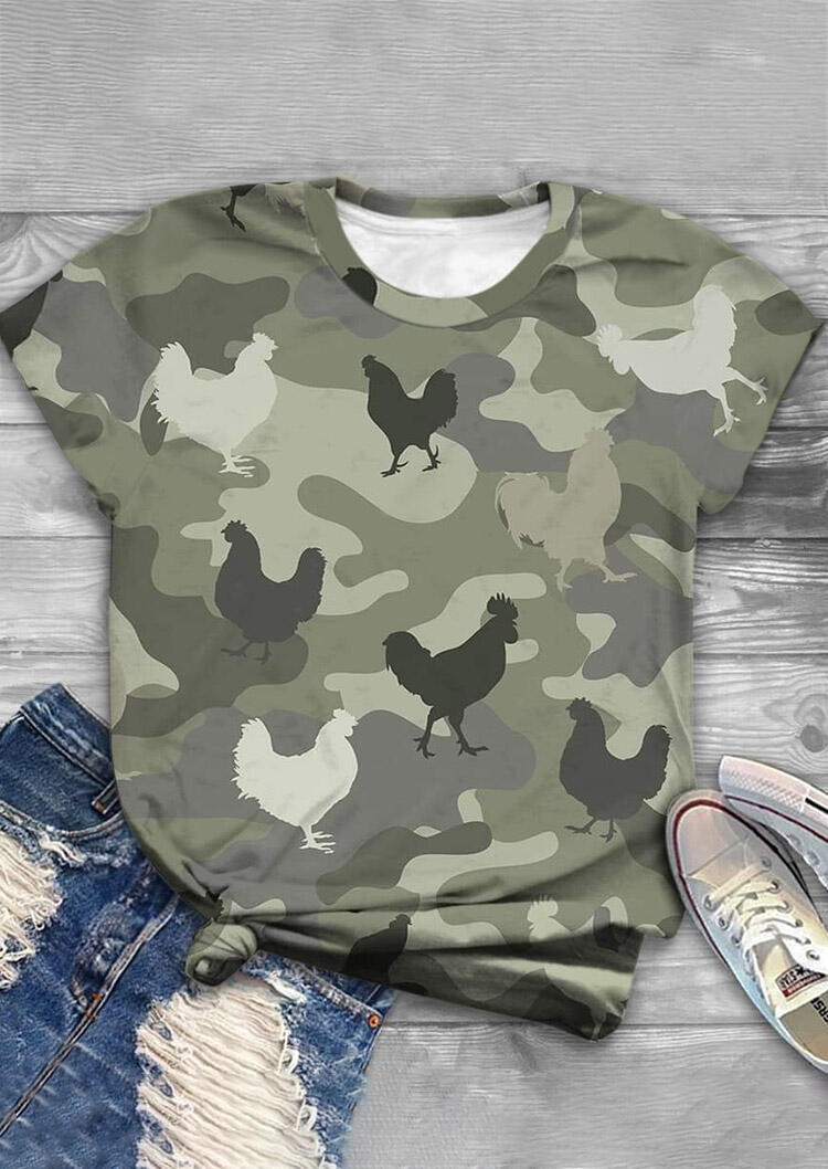 

Thanksgiving Camouflage Turkey O-Neck T-Shirt Tee, 485977