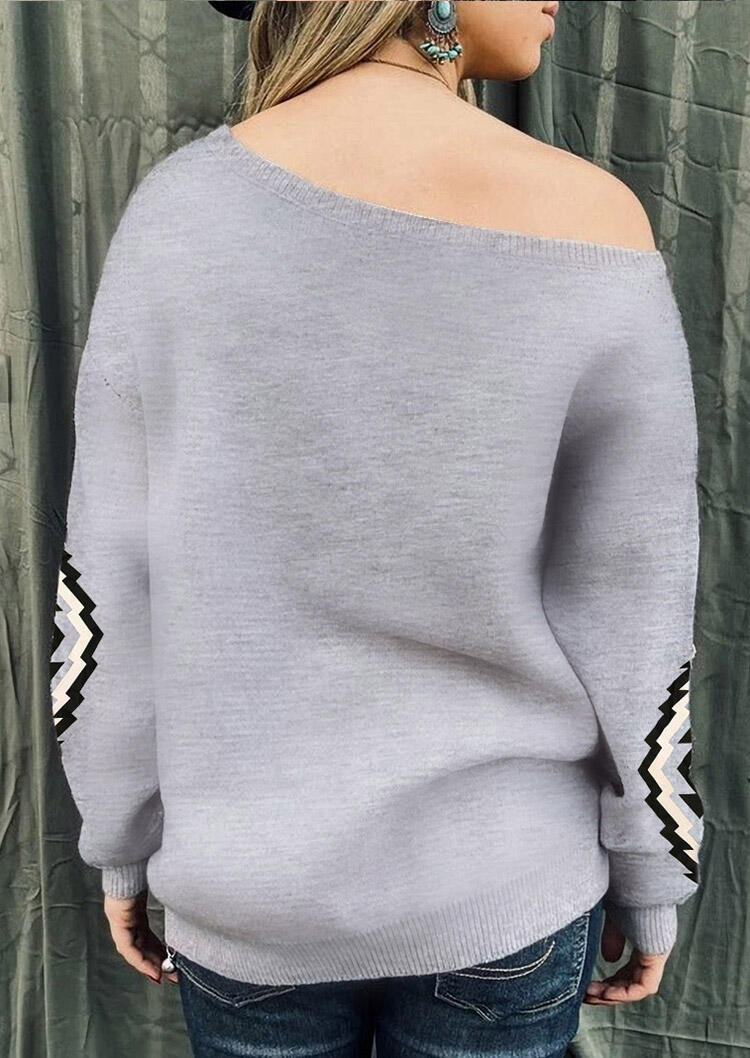 

Sweatshirts Aztec Geometric O-Neck Long Sleeve Sweatshirt in Gray. Size