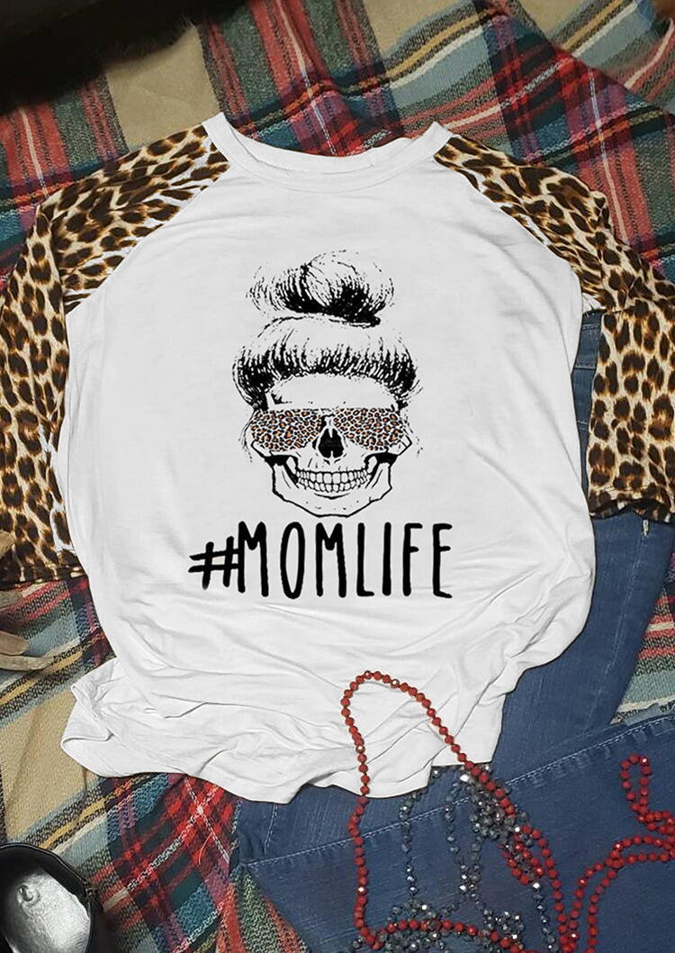 

Leopard Skull Mom Life T-Shirt Tee - White, 485999