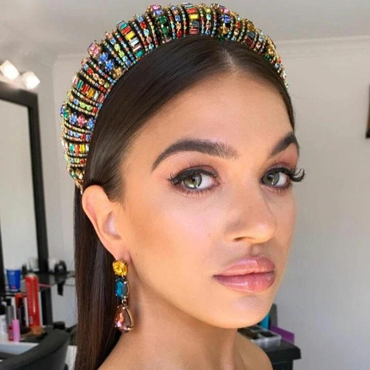 

Hair Accessories Vintage Colorful Rhinestone Sponge Wide Headband in Multicolor. Size