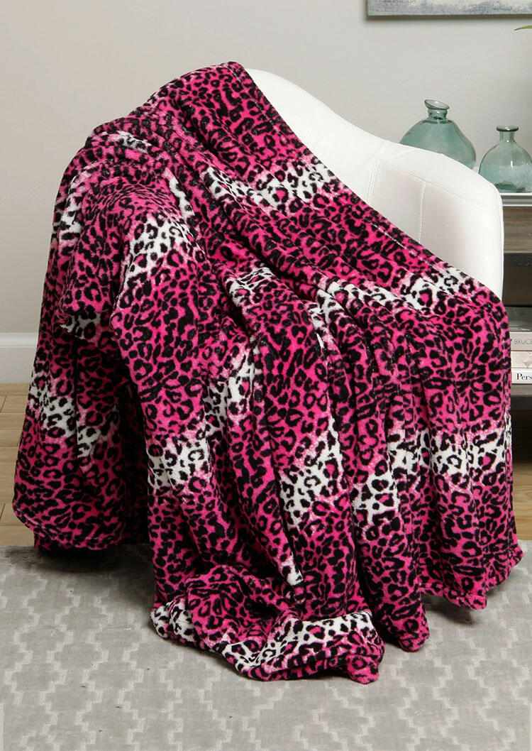 

Blanket Colorful Leopard Microplush Warm Blanket in Rose Red. Size