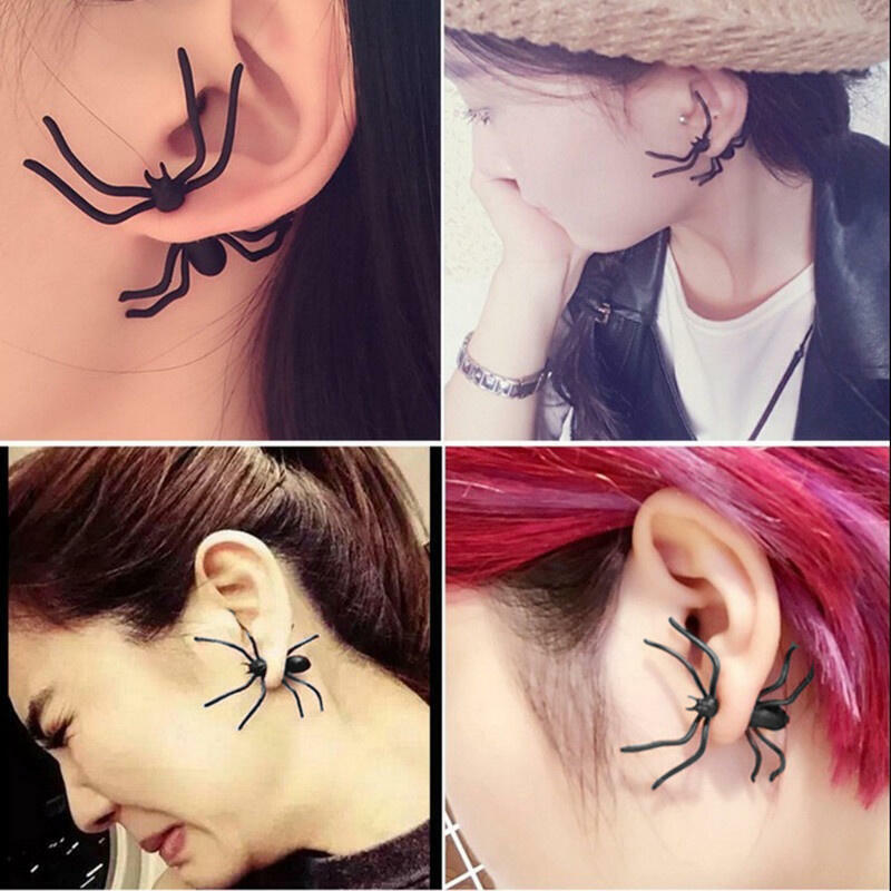 

Earrings 2Pcs Halloween Creepy Spider Stud Earrings in Black. Size