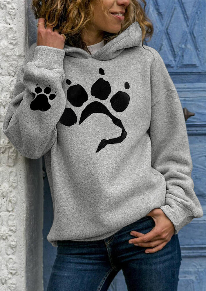 

Bear Paw Long Sleeve Pullover Hoodie - Gray, 486072