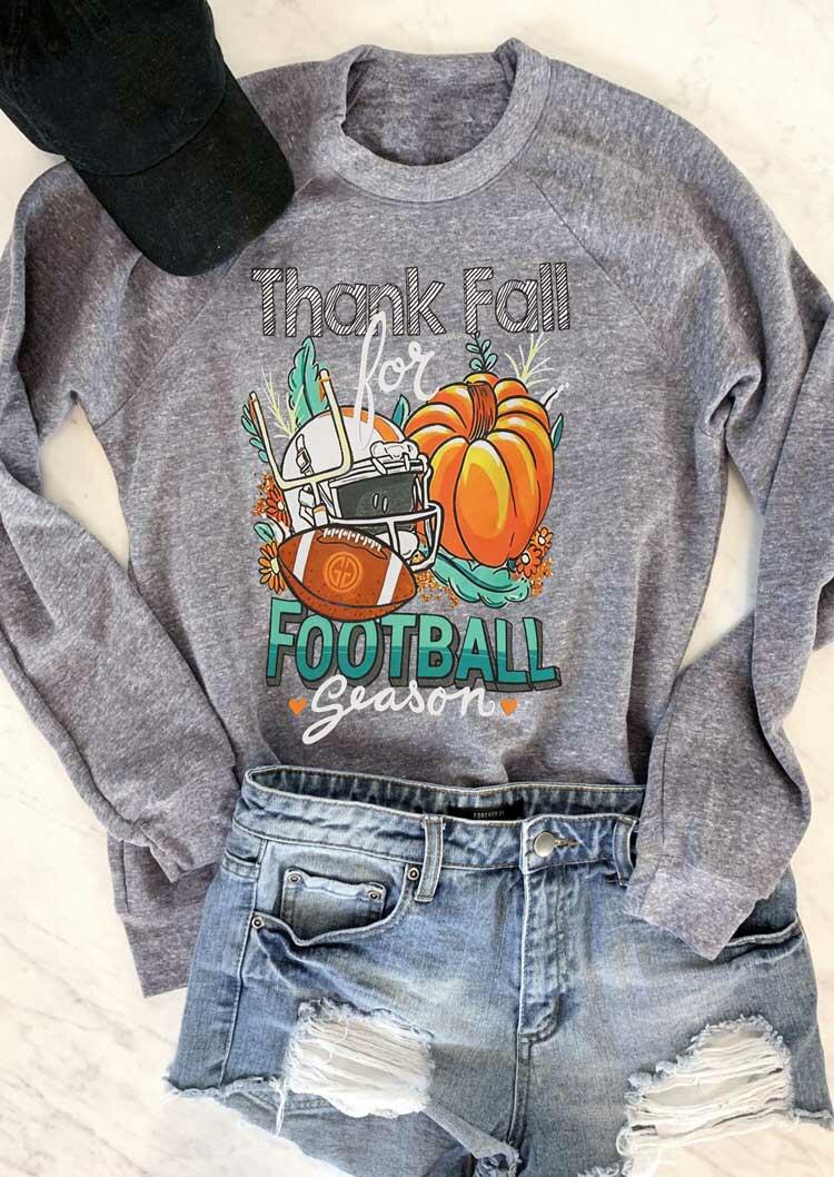 

Sweatshirts Thank Fall For Football Sport Pumpkin Sweatshirt in Gray. Size: ,M,L