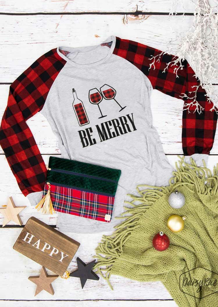 

Blouses Buffalo Plaid Be Merry Wine Glass Blouse in Gray. Size