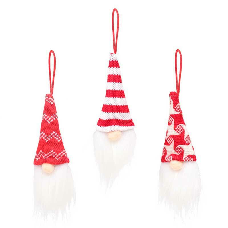 

Christmas Decoration 3Pcs Stiped Snowflake Tree Hanging Faceless Doll in Pattern2. Size