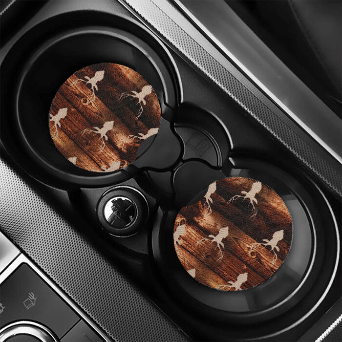 

2Pcs Serape Striped Leopard Waterproof Car Coaster, Coffee;leopard, 486208
