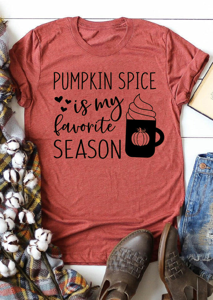 

T-shirts Tees Pumpkin Spice Is My Favorite Season T-Shirt Tee in Brick Red. Size